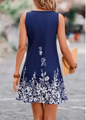 Navy dresses,Plants dresses,Cut Out Leaf Print Navy Dress