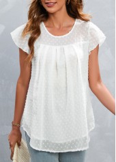 Patchwork White Round Neck Short Sleeve T Shirt