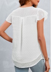 White tops,Plain Color tops,Patchwork White Round Neck Short Sleeve T Shirt