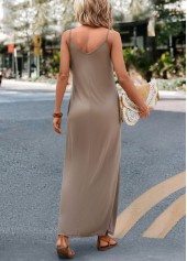 Light Coffee dresses,Plain Color dresses,Pocket Light Coffee H Shape Maxi Dress