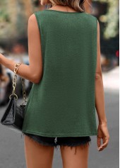 Green tops,Plain Color tops,Lace Green Scoop Neck Tank Top