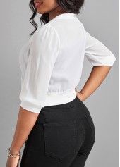 White tops,Plain Color tops,Lightweight White Open Front Half Sleeve Coat