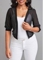 Lightweight Black Open Front Half Sleeve Coat