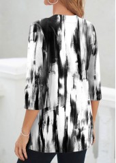 Black tops,White tops,Contrast Color tops,Tie Dye tops,ROTITA Fake 2in1 Black Tie Dye Print T Shirt