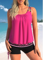 Patchwork Hot Pink Tribal Print Tankini Set