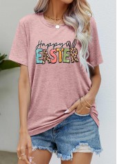 Letter Print Easter Short Sleeve T Shirt