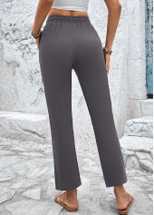 Dark Grey bottoms,Plain Color bottoms,Drawstring Dark Grey High Waisted Pants