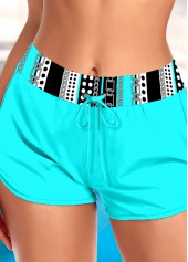 Cyan swimwear,Geometric swimwear,ROTITA Ruched Cyan Geometric Print Bikini Top