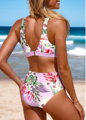 Light Purple swimwear,Plants swimwear,Floral swimwear,ROTITA Criss Cross Light Purple Bikini Top