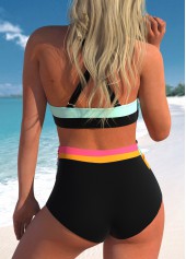 Multi Color swimwear,Striped swimwear,Geometric swimwear,ROTITA Criss Cross Multi Color Striped Bikini Top