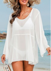 Long Sleeve Lightweight White Cover Up