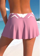 Pink swimwear,Geometric swimwear,Striped swimwear,ROTITA Pink Geometric Print Mid Waisted Pantskirt