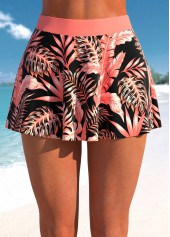 Coral swimwear,Plants swimwear,ROTITA Criss Cross Coral Tropical Plants Print Bikini Top