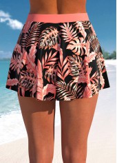 Coral swimwear,Plants swimwear,ROTITA Criss Cross Coral Tropical Plants Print Bikini Top