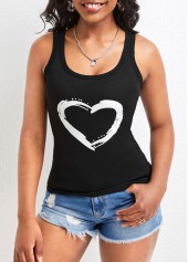 Black tops,Heart tops,Black Scoop Neck Strappy Tank Top