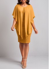 Ginger dresses,Plain Color dresses,Ginger Round Neck 3/4 Sleeve Dress
