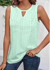 ROTITA Plus Size Cut Out Light Green Tank Top