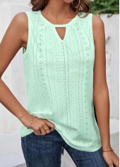 Light Green plus size,Plain Color plus size,ROTITA Plus Size Cut Out Light Green Tank Top