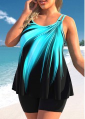 ROTITA Haut de Tankini Cyan Ombré Taille Plus-Pas de fond