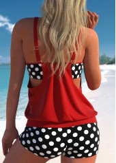Red plus size,Dot plus size,Geometric plus size,ROTITA Plus Size Fake 2in1 Polka Dot Tankini Top