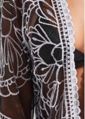 Black swimwear,Other swimwear,Tie Mesh Stitching Black Cover Up