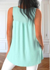 Mint Green tops,Plain Color tops,ROTITA Patchwork Mint Green Scoop Neck Tank Top
