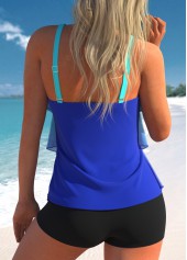 Cyan swimwear,Ombre swimwear,ROTITA Mesh Cyan Layered Hem Ombre Tankini Top