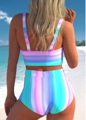 Multi Color swimwear,Striped swimwear,ROTITA Criss Cross Multi Color Striped Bikini Top