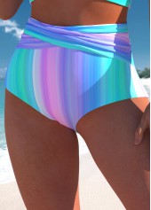 Multi Color swimwear,Striped swimwear,ROTITA Criss Cross Multi Color Striped Bikini Top