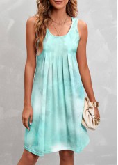 Mint Green dresses,Ombre dresses,Everyday dresses,Casual dresses,Pleated Ombre Mint Green A Line Dress