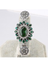 Green jewelry,Silvery White jewelry,Geometric jewelry,Alloy Deail Geometric Pattern Oval Green Bracelet