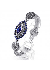 Oval Geometric Pattern Silvery White Bracelet