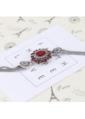 Geometric Pattern Alloy Detail Oval Red Bracelet