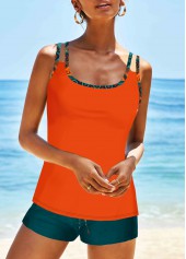 Orange swimwear,Tribal swimwear,ROTITA Patchwork Orange African Tribal Print Tankini Set