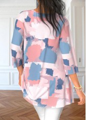 Light Pink tops,Graphic tops,ROTITA Graffiti Print Light Pink Cardigan and Tank Top