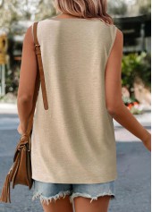 Light Camel tops,Plain Color tops,Lightweigh Light Camel Round Neck Tank Top
