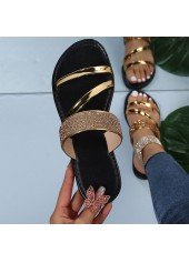 Shinning Golden Falt Open Toe Sliders