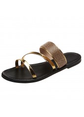 Golden accessories,Plain Color accessories,Shinning Golden Falt Open Toe Sliders