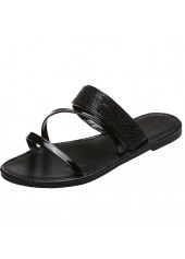 Black accessories,Plain Color accessories,Black PU Falt Open Toe Sliders