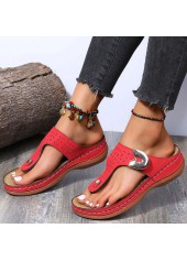 Red Low Heel Toe Post Flip Flops