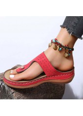 Red accessories,Plain Color accessories,Red Low Heel Toe Post Flip Flops