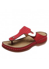 Red accessories,Plain Color accessories,Red Low Heel Toe Post Flip Flops