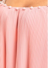 Pink tops,Plain Color tops,Pearl Pink Square Neck Strappy Camisole Top