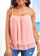 Pearl Pink Square Neck Strappy Camisole Top