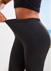 Black bottoms,Plain Color bottoms,Patchwork Black Skinny Elastic Waist High Waisted Pants