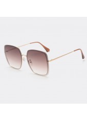 Geometric Pattern Metal Detail Golden Square Sunglasses