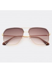 Golden accessories,Geometric accessories,Metal Detail Geometric Pattern Golden Square Sunglasses