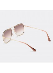 Golden accessories,Geometric accessories,Metal Detail Geometric Pattern Golden Square Sunglasses