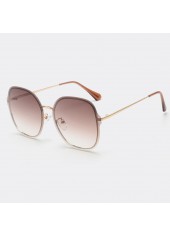 Metal Detail Geometric Pattern Golden Square Sunglasses