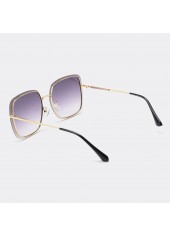 Black accessories,Gold accessories,Geometric accessories,Metal Detail Geometric Pattern Black Square Sunglasses